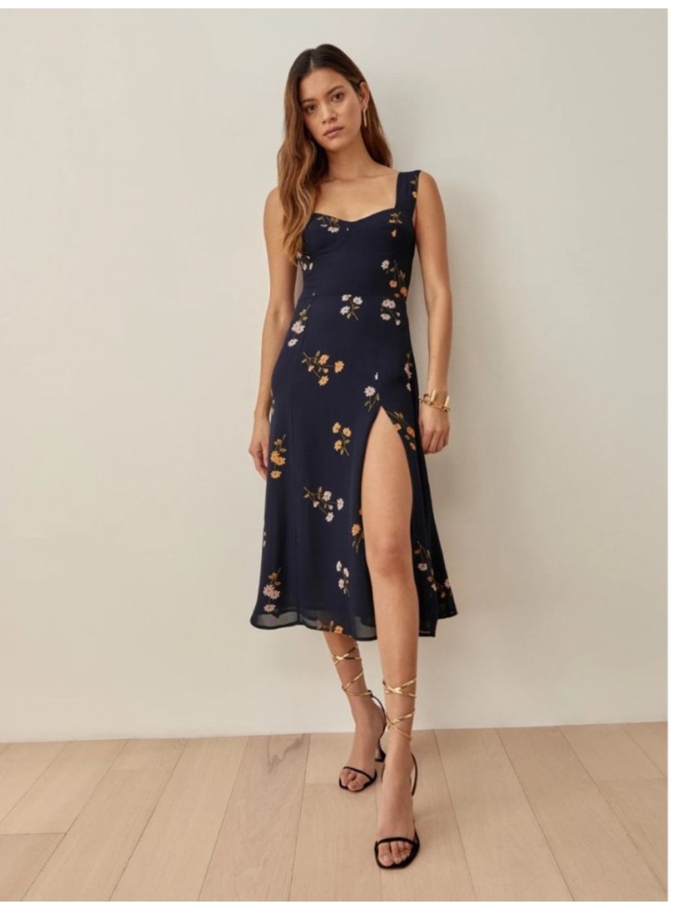 Reformation Fulton Midi Dress in Princess Margaret